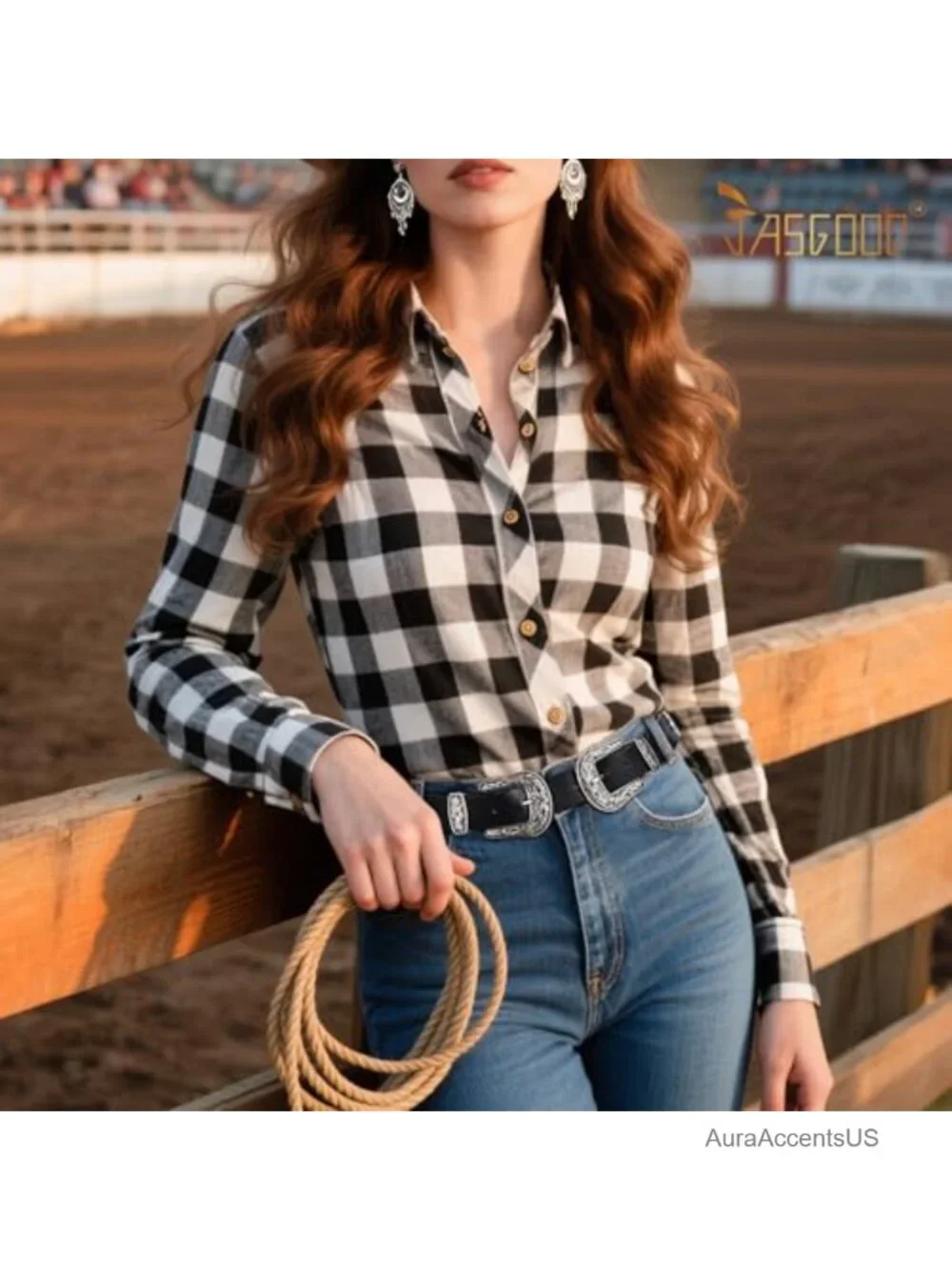 Faux Leather Double Buckle Western Belt for Women